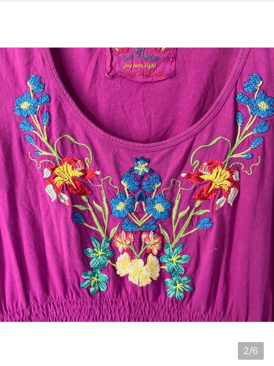 Johnny Was Purple Embroidered Scoop-Neck Midi Dress M - Picture 2 of 6